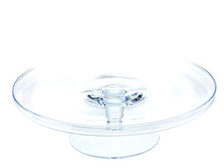 glass cake stand isolated on white background