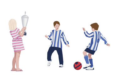 Obraz premium children playing soccer