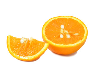 juicy orange slice isolated on white background