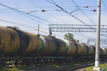 Fototapeta na wymiar Oil transportation in tanks by railroad