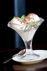 fresh chocolate ice cream close up shoot