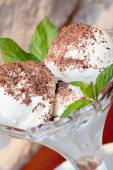 fresh chocolate ice cream close up shoot