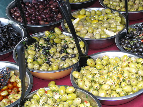 Bowls with olives
