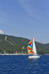 Fototapeta premium Sailing yatch in the wind