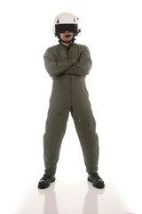 Military pilot marshalling aircraft