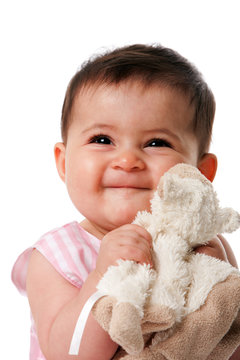 Happy Baby With Security Blanket