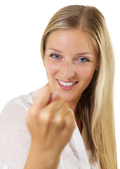 Fototapeta premium Woman pointing finger