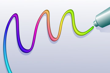 rainbow, drawing by tube of paint, vector illustration