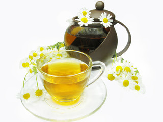 herbal tea with daisy flowers
