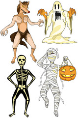 Fototapeta na wymiar Halloween monsters costumes