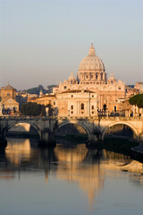 Fototapeta premium Rome - st. Peters basilica and Angels bridge
