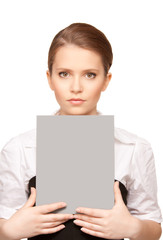 Fototapeta premium woman with blank board