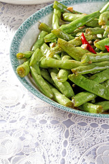 Green Beans and Garlic in the plate