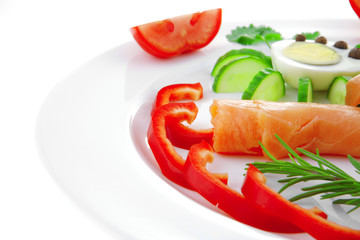 smoked salmon on white