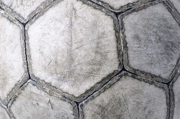 closeup of an old football ball