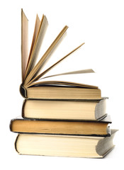 stacked books are isolated on white