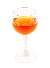 Glass of muscat wine isolated on a white background