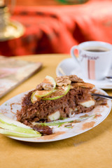chocolate cake with apples