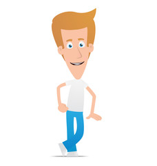 Casual man stands next to a blank place