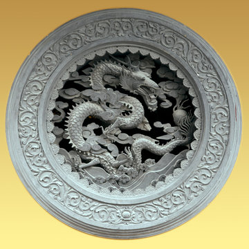 Chinesisches Drachen-Fenster im Longhua-Tempel