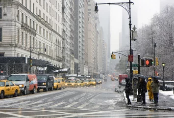 Photo sur Plexiglas TAXI de new york Jour de neige
