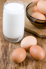 eggs and glass of milk