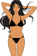 tanned beauty girl in bikini