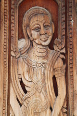 art on door of temple, Wat Nong Sim Noi, Borabue