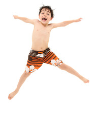 Boy in Swim Suit Jumping