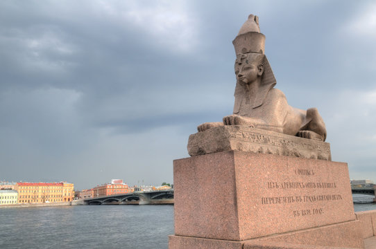 Russia, Saint-Petersburg, granite sphinxes