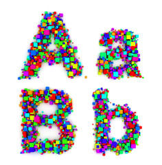 Letters made of colorful boxes