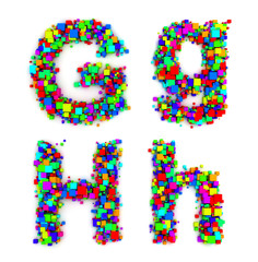 Letters made of colorful boxes