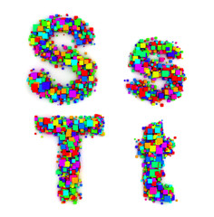 Letters made of colorful boxes