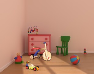 Children's room with wood bicycle 3