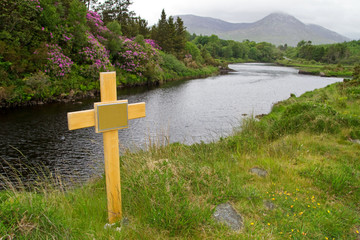Lonely grave in Connemara mountains - Ireland