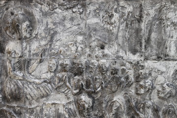 art on wall of temple, Wat Nong Sim Noi, Borabue