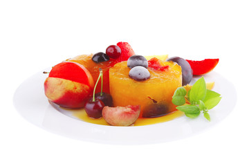 fruit ice cream and raw fruits