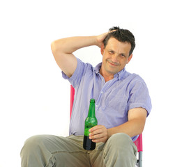 man rest with beer