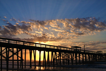 Beautiful morning sunrise at the pier
