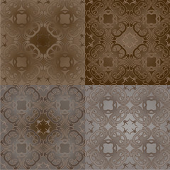 Seamless backgrounds set with vintage decorative patterns.