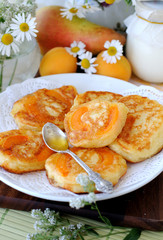Pancakes with apricot inside.