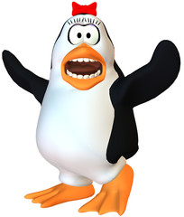 scared female penguin