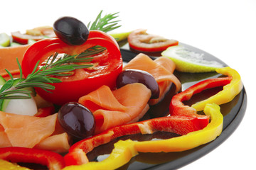 smoked salmon and vegetables