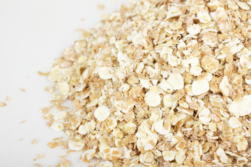 Closeup of oatmeal isolated on white