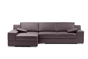 A view of a black leathered sofa