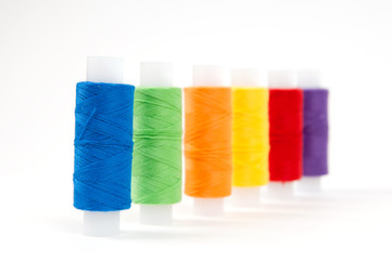 Set of sewing threads on white backgrounds