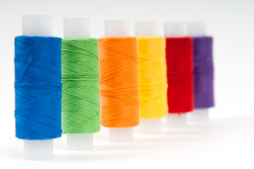 Set of sewing threads on white backgrounds