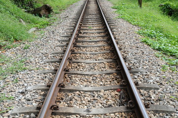 Fototapeta na wymiar Railway Track Through The Countryside