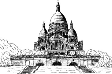 Vector -Sacre coeur, hand draw, isolated on background