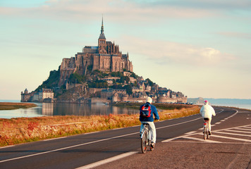 Abbey Mont Saint-Michel, Normandy, France - obrazy, fototapety, plakaty